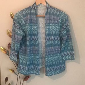 Chico’s Short Summer Medium Cardigan Teal Purple